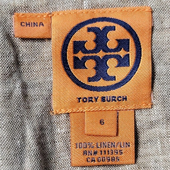 Tory Burch 100% Linen Size 6 Tan Embellished Sleeveless Blouse Top - Picture 4 of 5